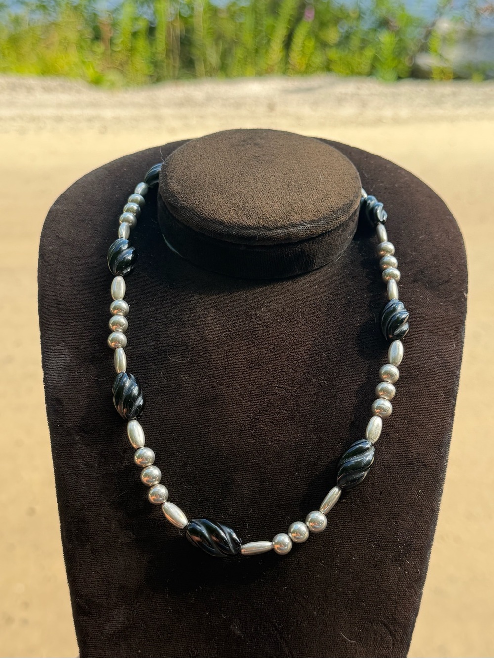 Black and Silver Beaded Necklace - Women's Fashion Necklace
